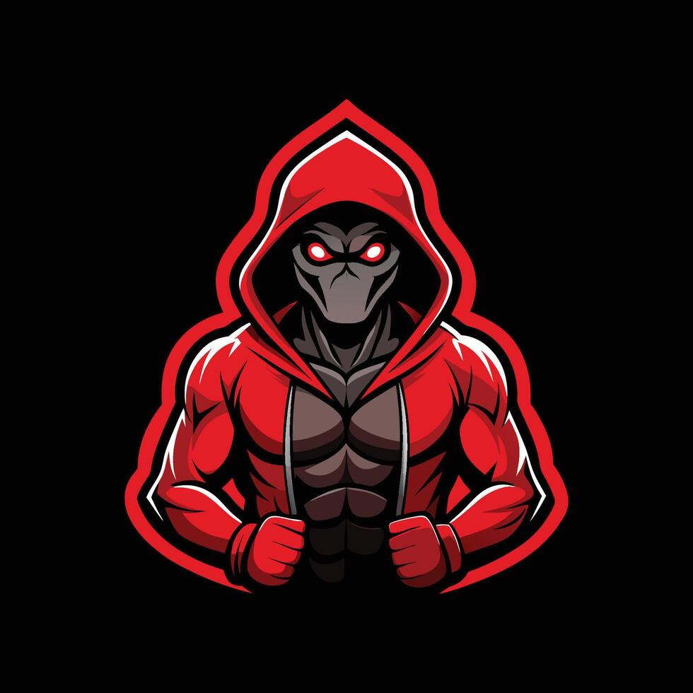 A red hooded man with a black background vector