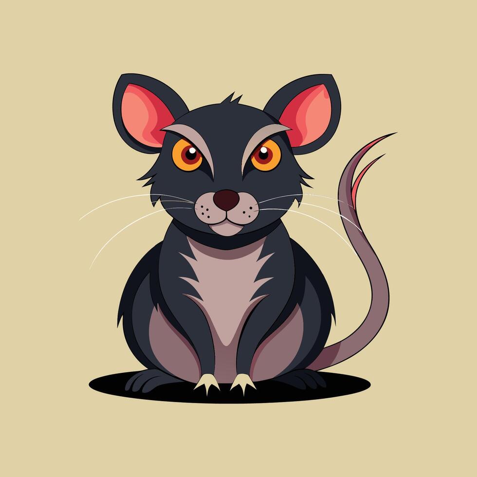 Cartoon rat with big eyes and red eyes vector
