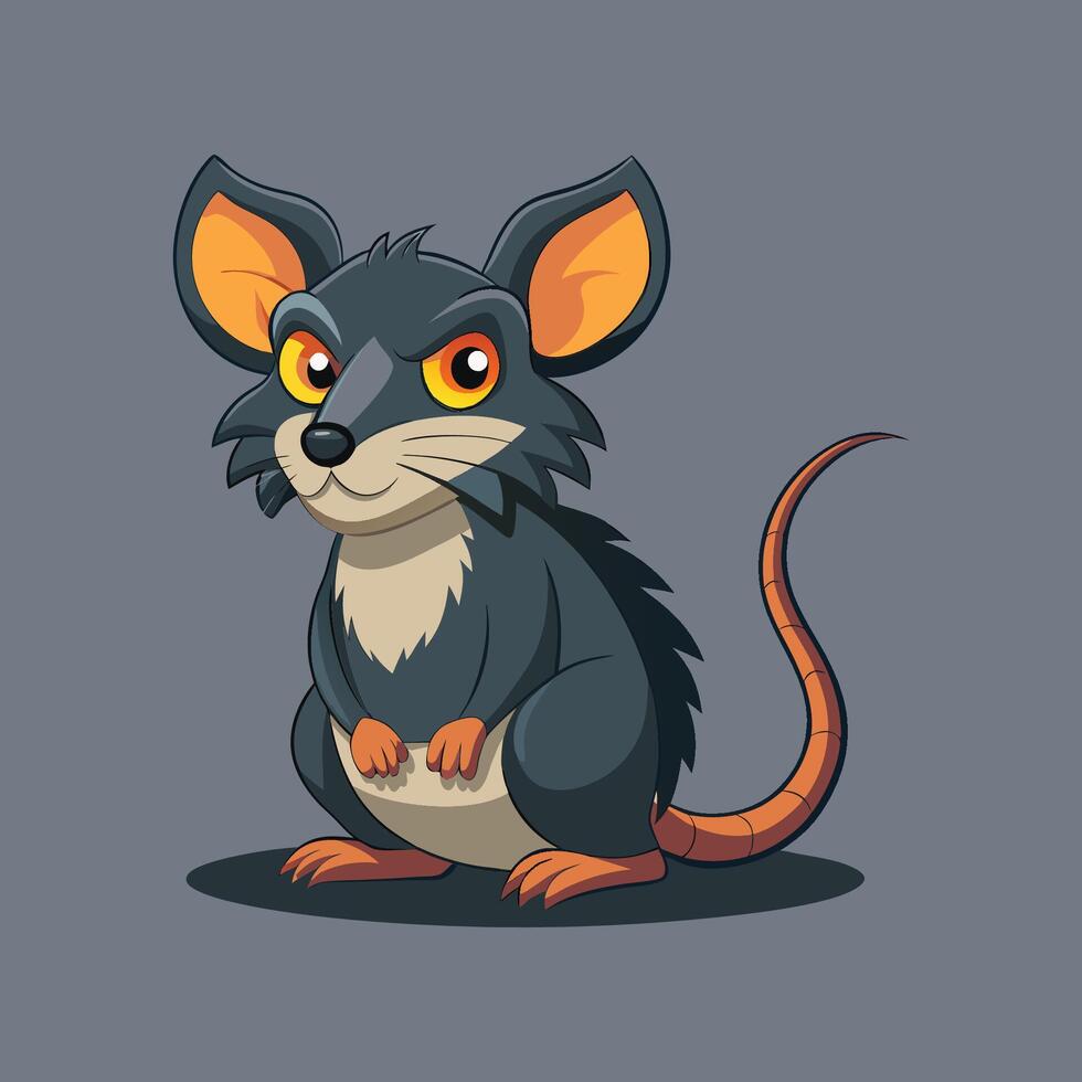 Cartoon mouse with orange eyes and yellow eyes vector