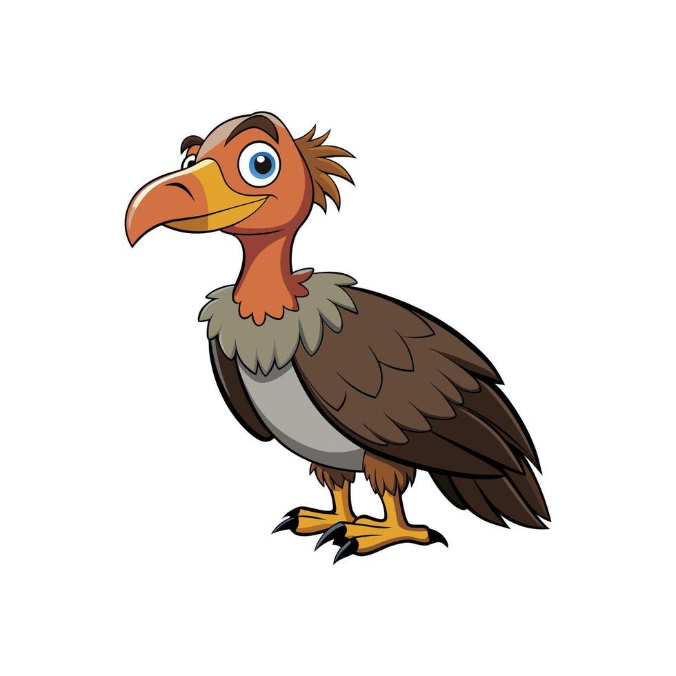 Cartoon vulture with big beak and big eyes vector