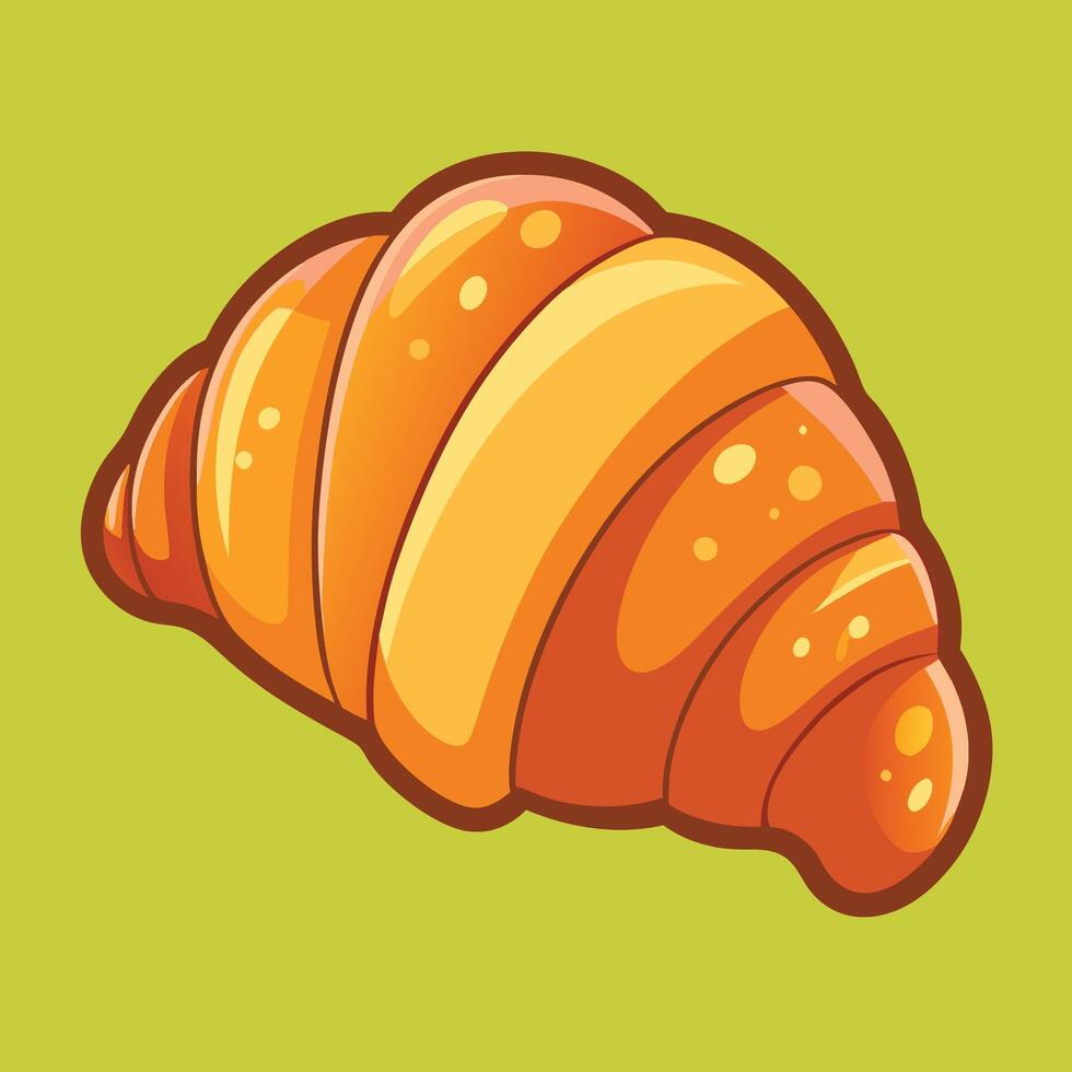 A croissant is shown on a green background vector