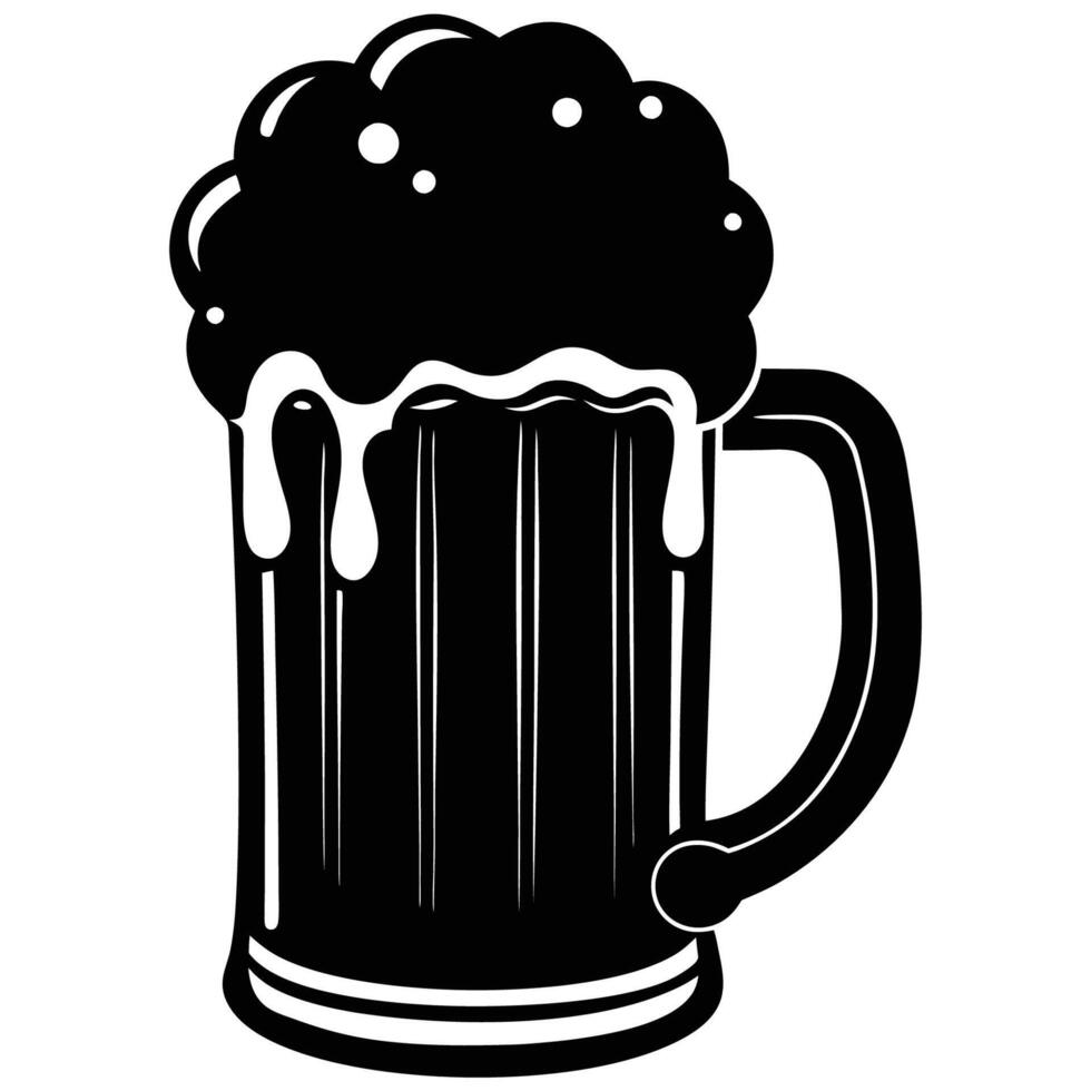 Black and white beer mug vector