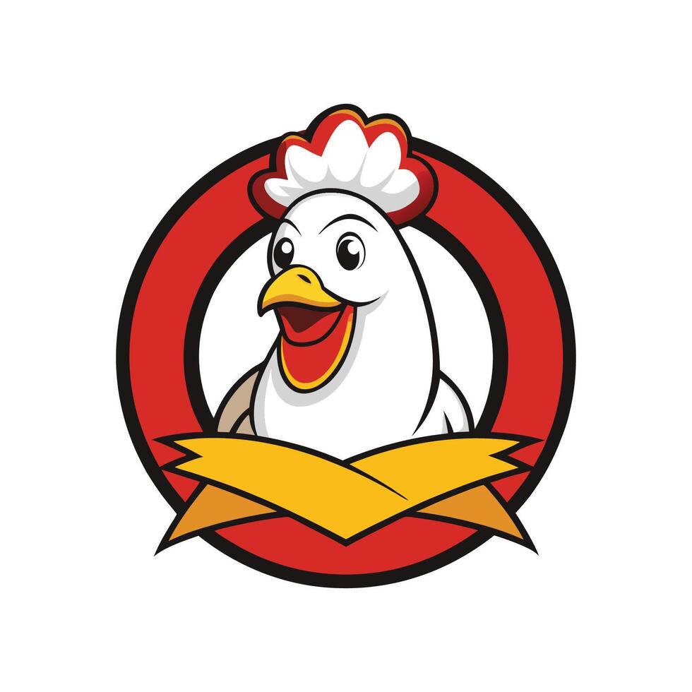 A cartoon chicken head with a chef hat on it vector