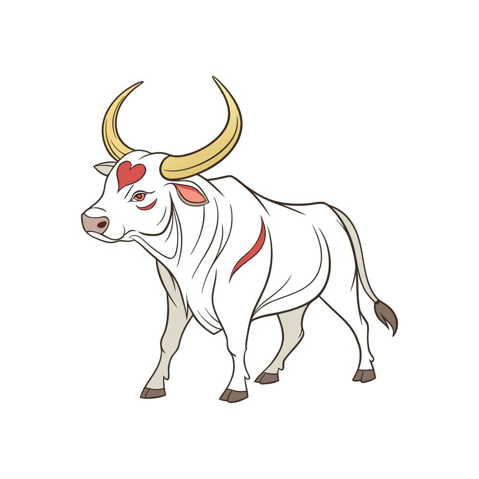 A bull with horns and a heart on its forehead vector