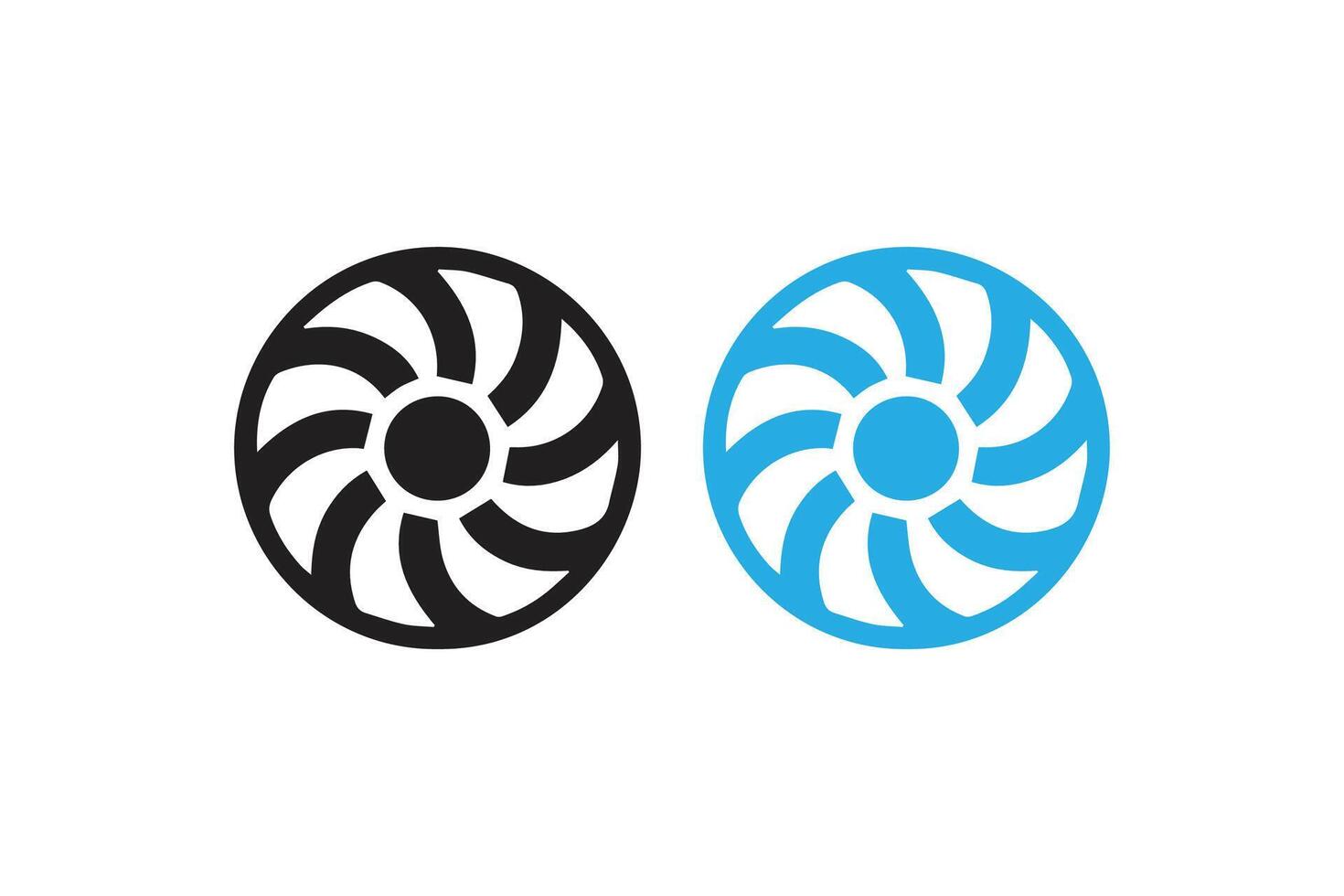 Two logos of a fan and a wheel vector