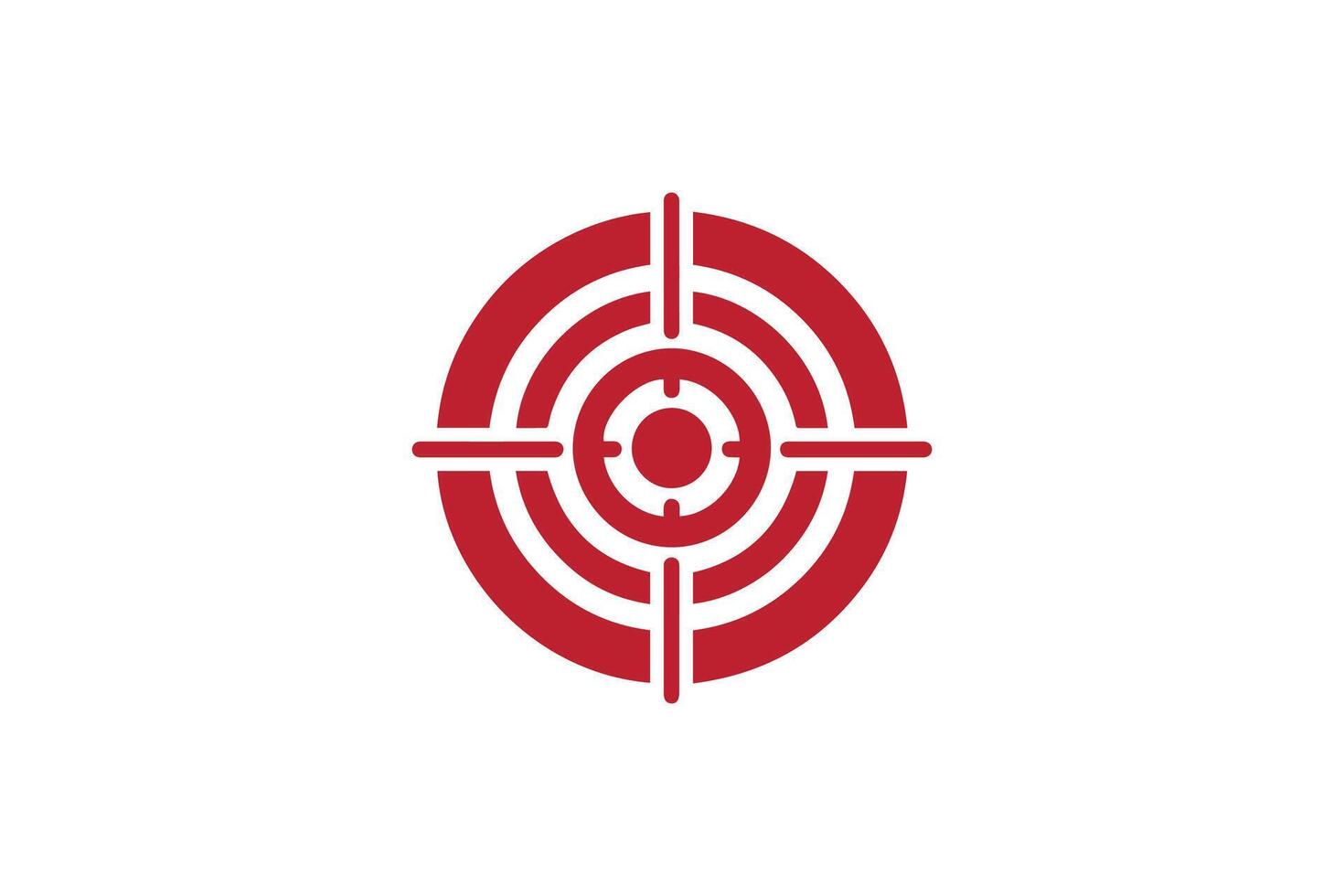 A red and white logo with a target in the center vector