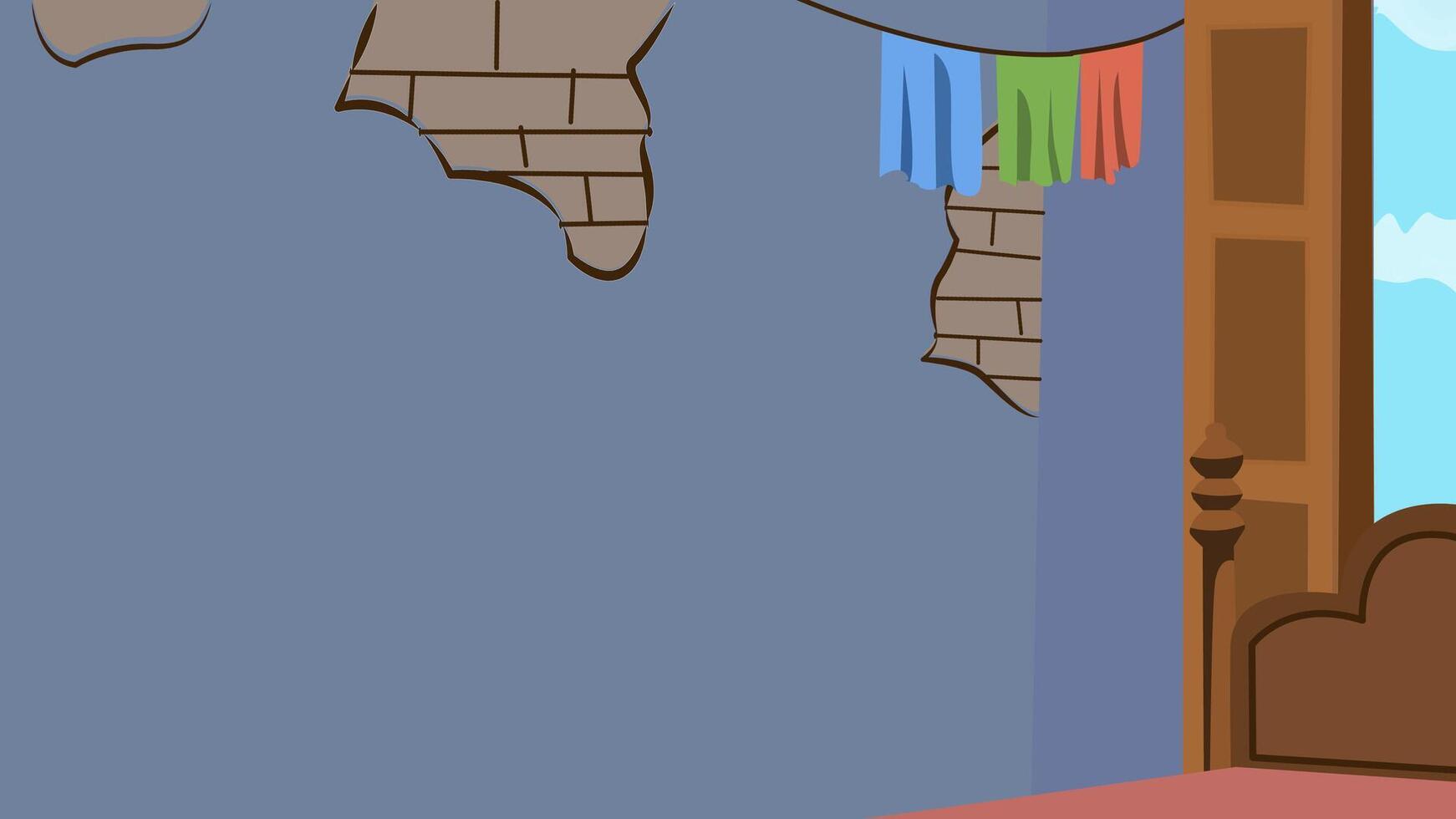 village poor bedroom 2d cartoon background. vector
