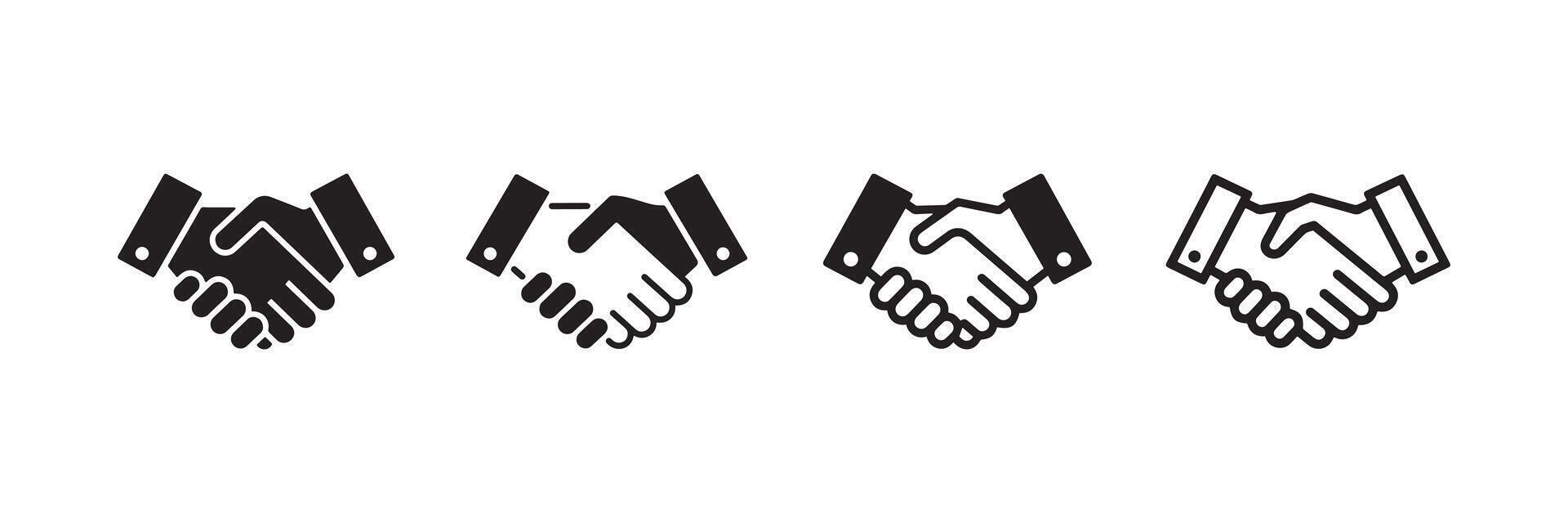 Handshake Agreement Icon Set Business Collaboration in Bold and Outline Styles vector