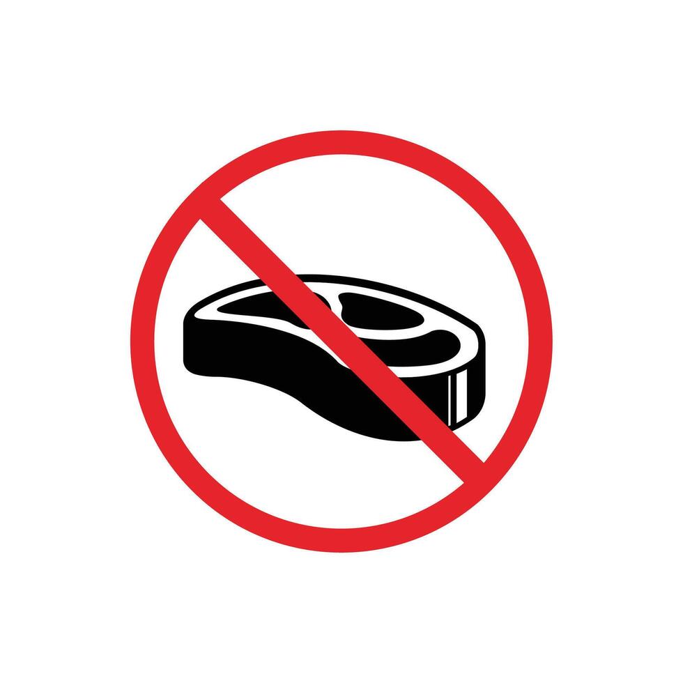 prohibited and dangerous signs. no meat. it is forbidden to eat meat here vector