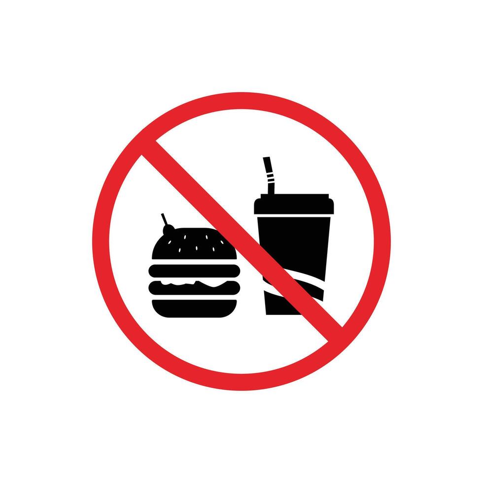 prohibited and dangerous signs. do not bring food. it is forbidden to eat here vector