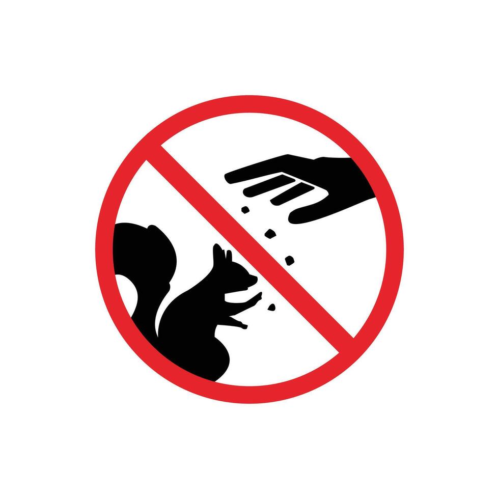 prohibited and danger signs. do not feed the squirrels. it is forbidden to feed animals vector