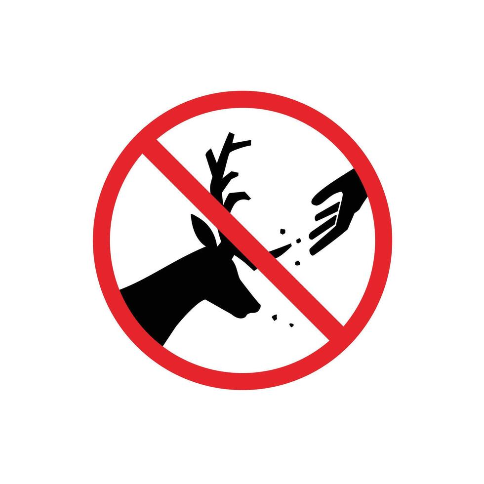prohibited and dangerous signs. do not feed the deer. it is forbidden to feed animals vector
