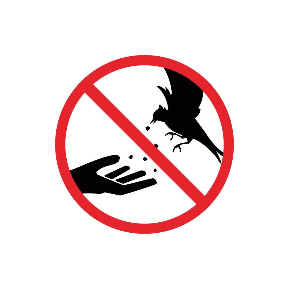 prohibited and danger signs. do not feed the birds. it is forbidden to feed vector