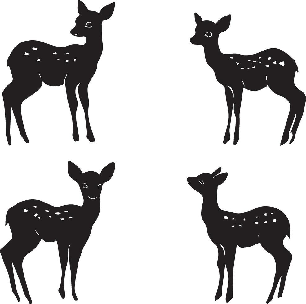 Set of Deer silhouette different poses design vector