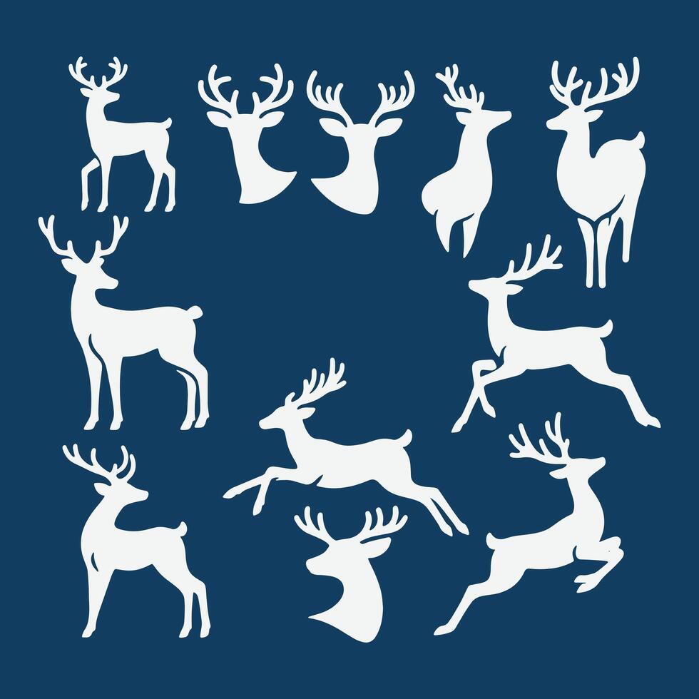 Minimalist Deer Silhouette Bundle Unique Poses vector