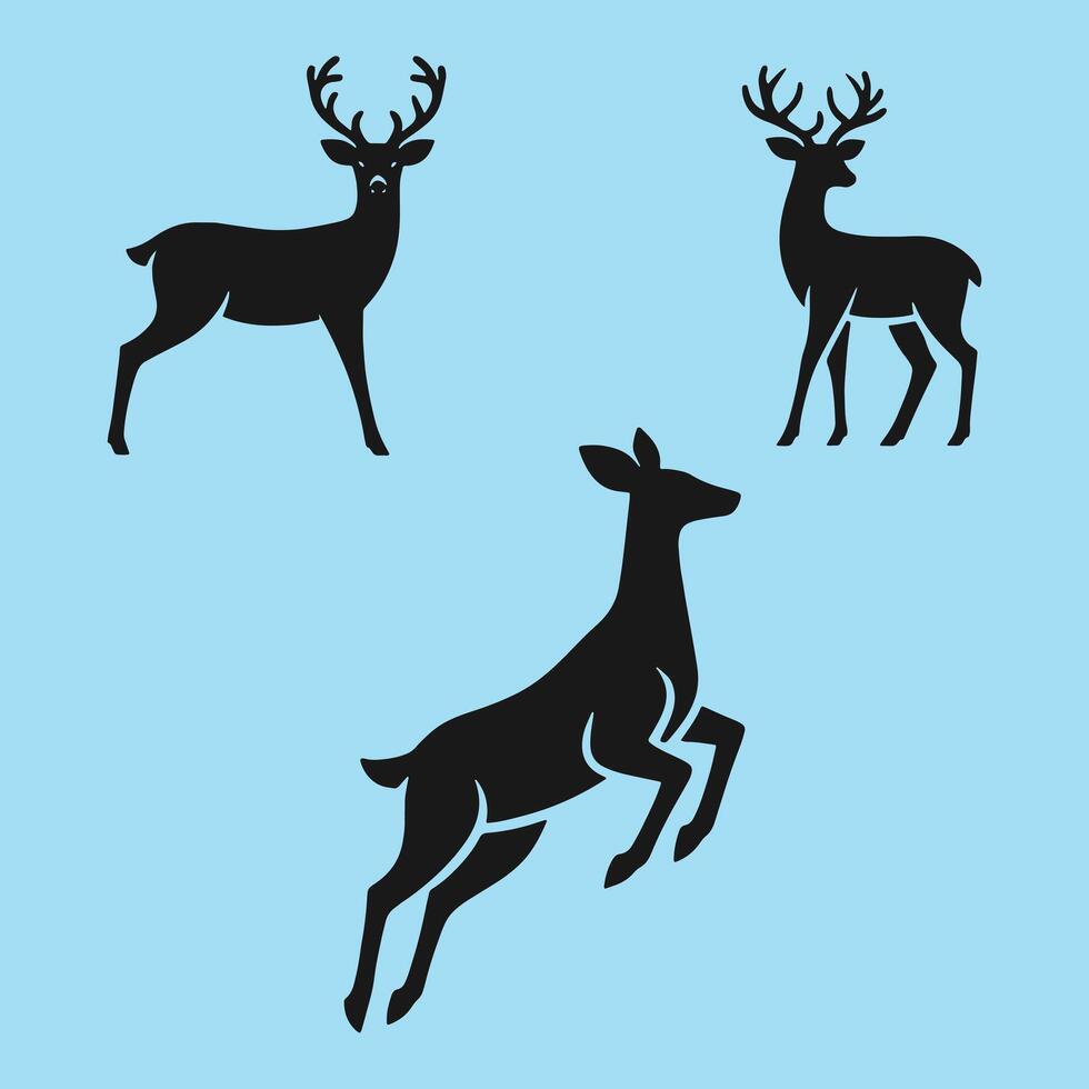Deer Silhouette Set Minimalist Wildlife Illustrations vector