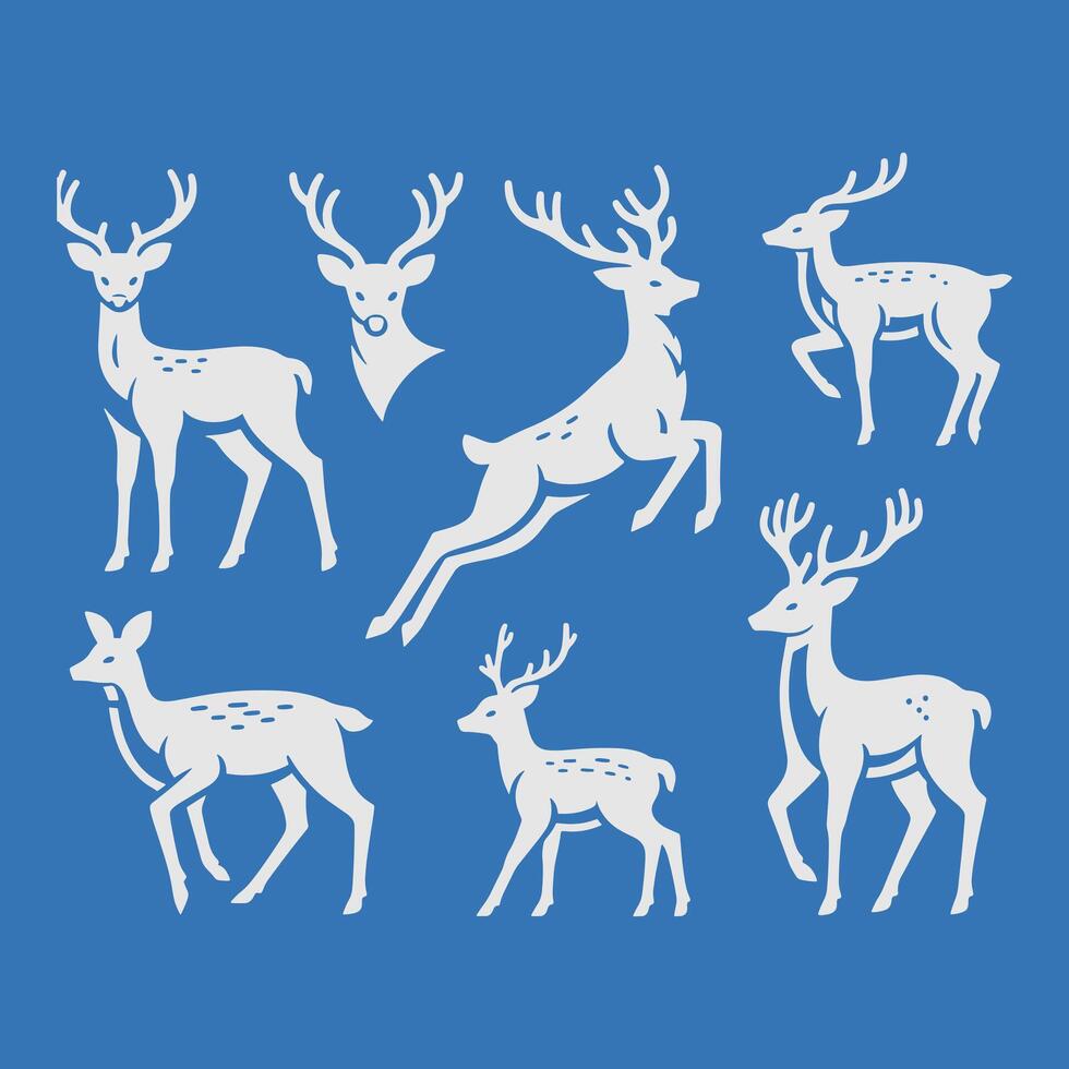 Elegant Deer Silhouette Designs Perfect for Logos and Prints vector