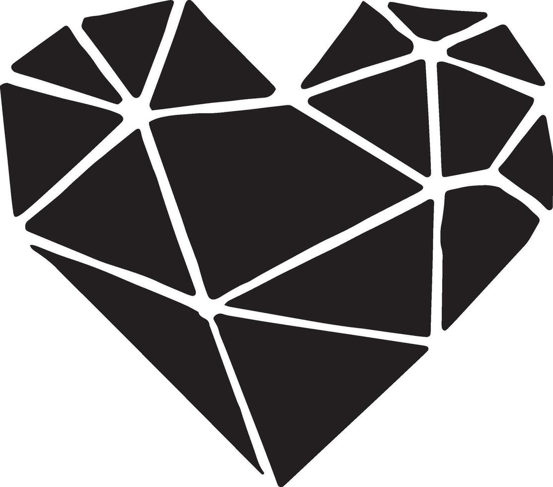 a black and white logo of a heart with a diamond vector