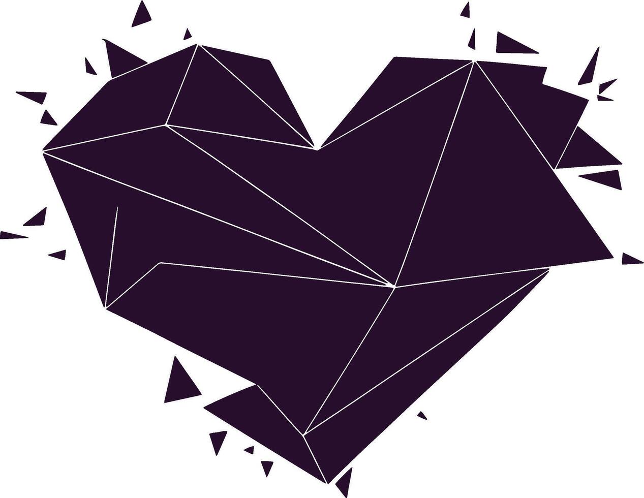 a black and white illustration of a broken heart vector