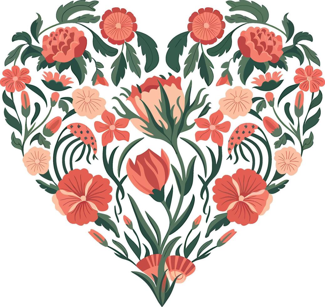 Heart shape with flowers vector