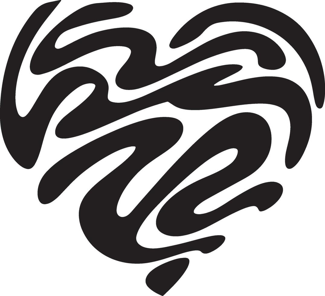 a black and white heart with swirls in it vector