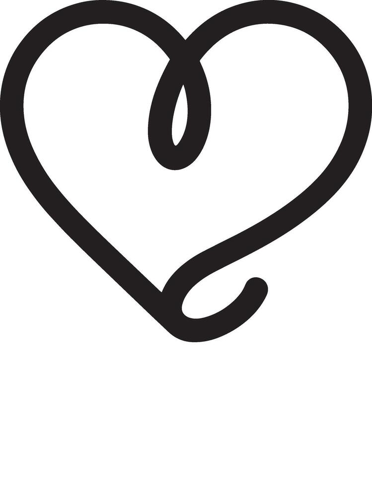 a black and white heart shape with a loop in it vector