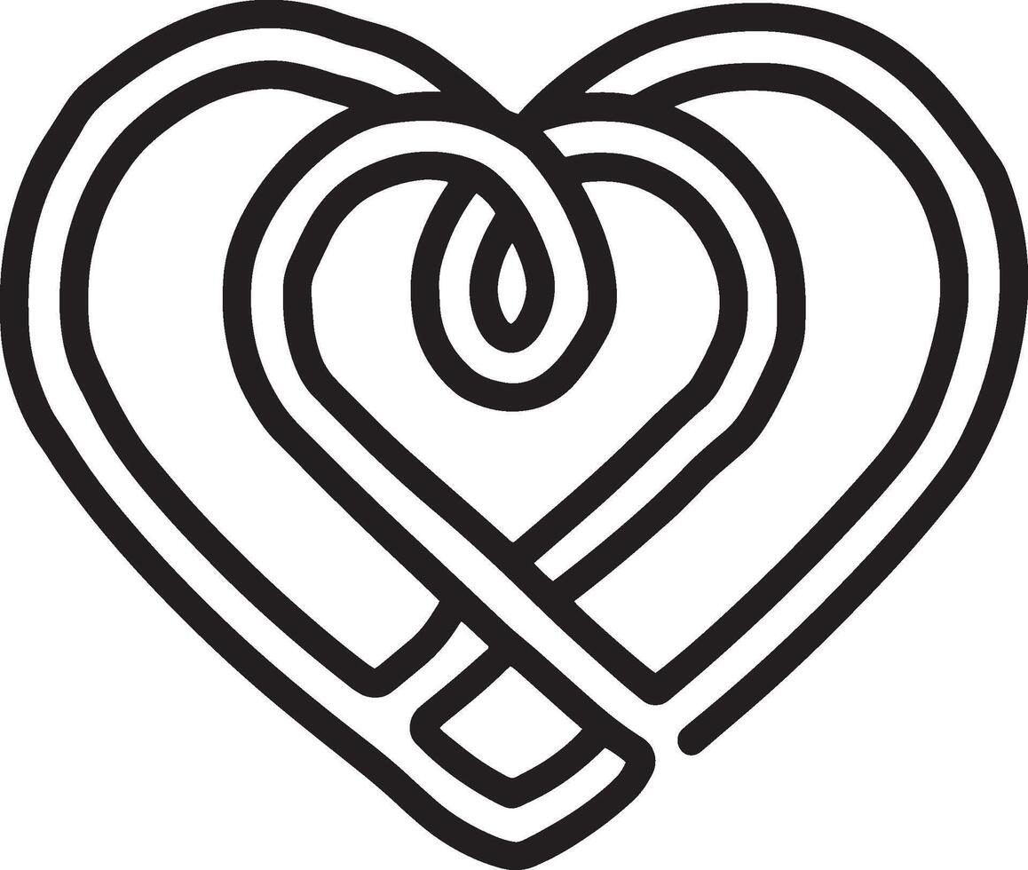 a heart shaped knot in black and white vector