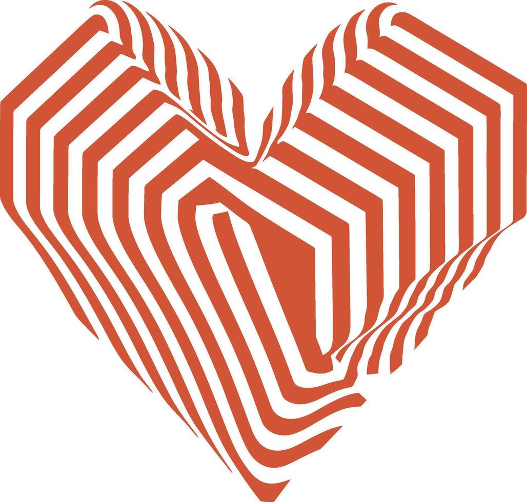 a heart shaped design with stripes vector