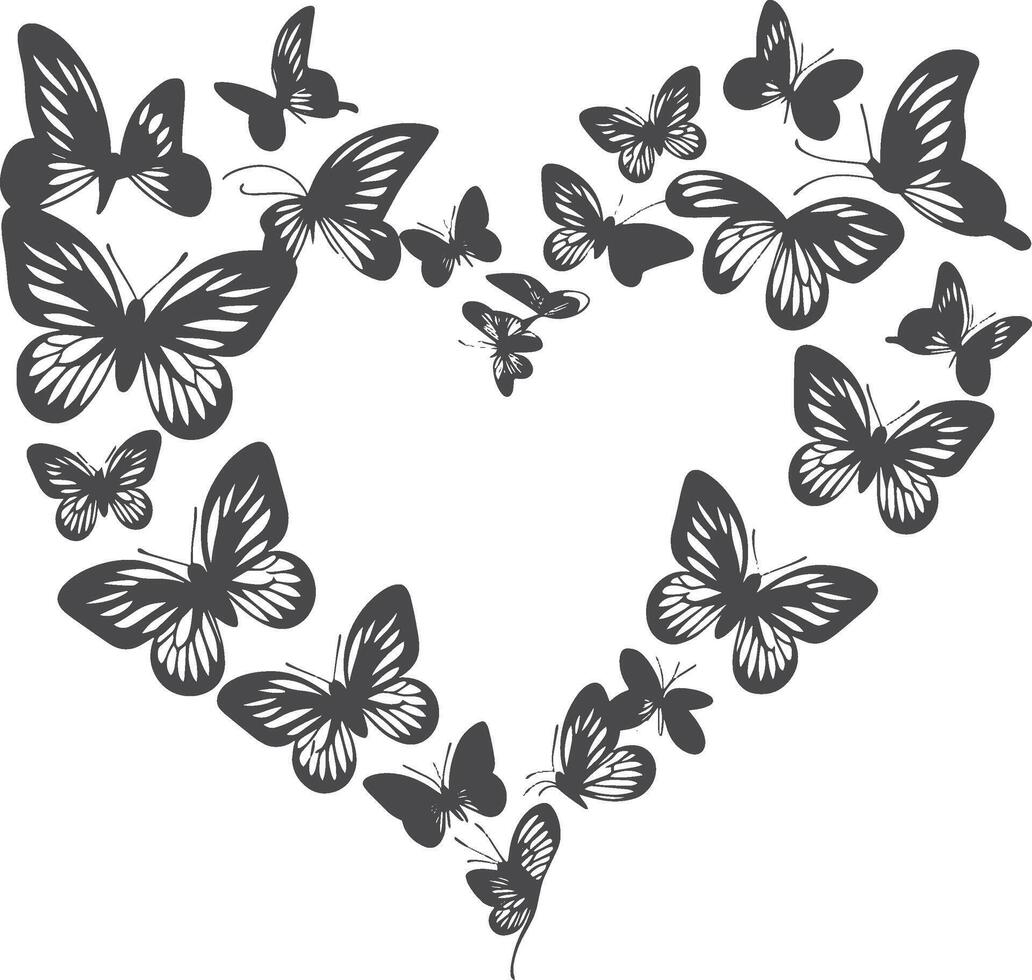 butterflies in the shape of a heart design illustration vector