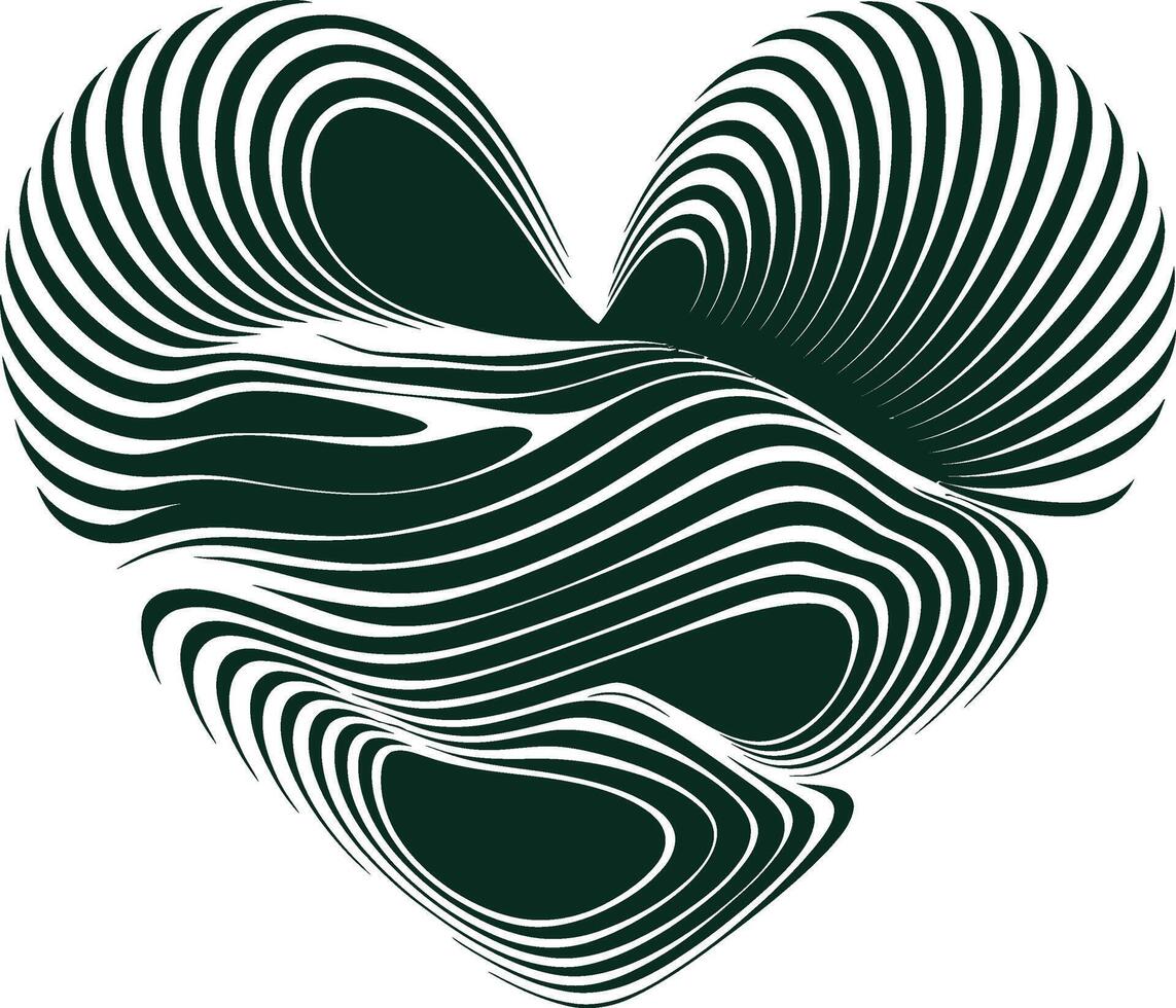a heart shaped design with waves vector