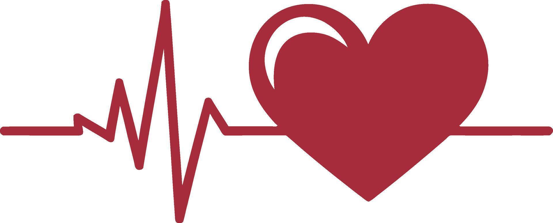 heartbeat icon with red heart and heartbeat line vector