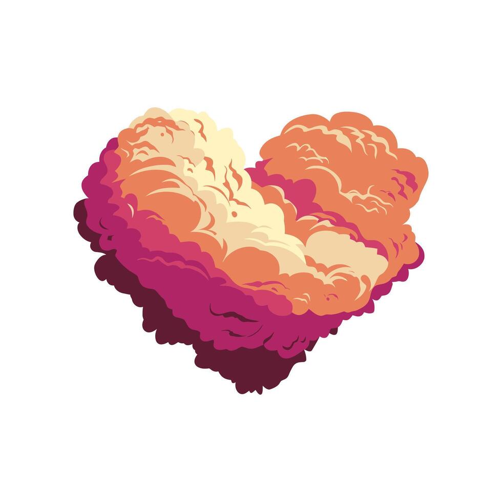 a heart shaped cloud with a pink and orange color vector