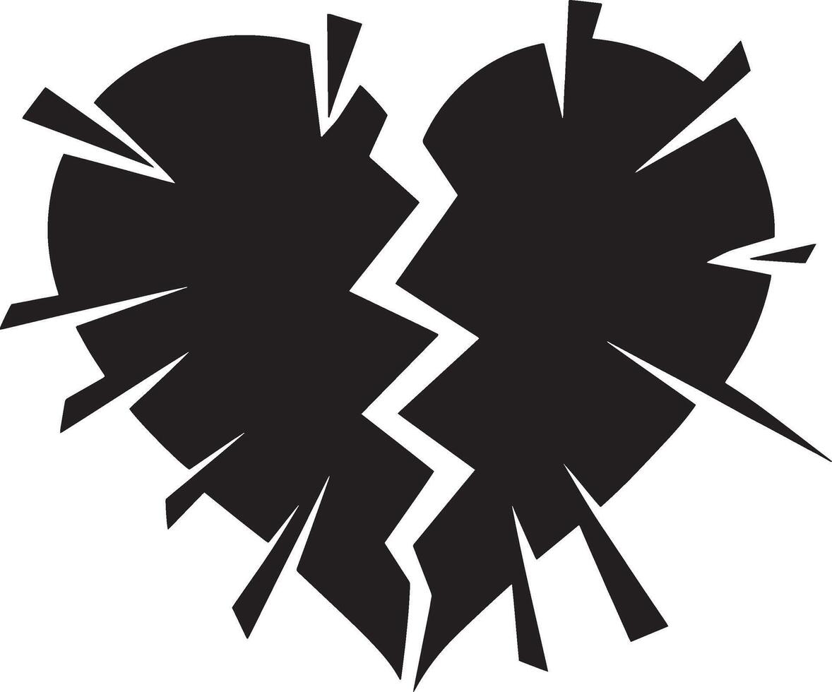 broken heart silhouette illustration vector