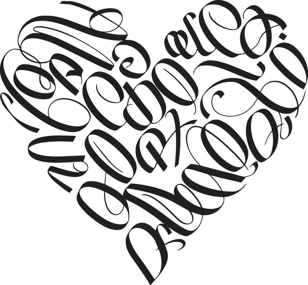 a heart shaped lettering with the words love and happy vector