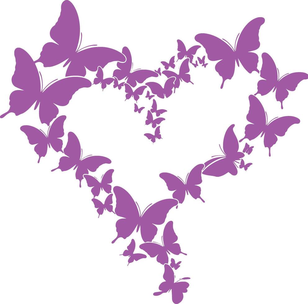 butterflies in the shape of a heart on a white background vector