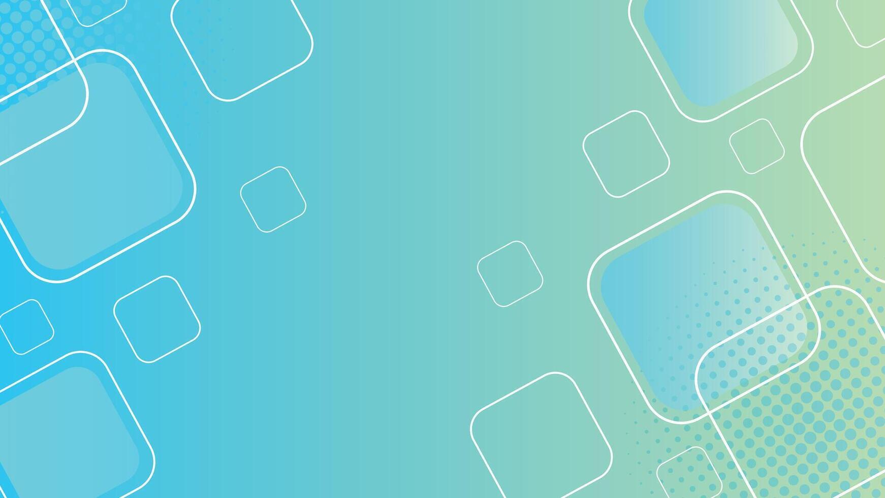 A stylish gradient background featuring abstract square shapes, halftone patterns, and a soft blue-green blend. Ideal for digital designs, presentations, and creative layouts with a modern touch. vector