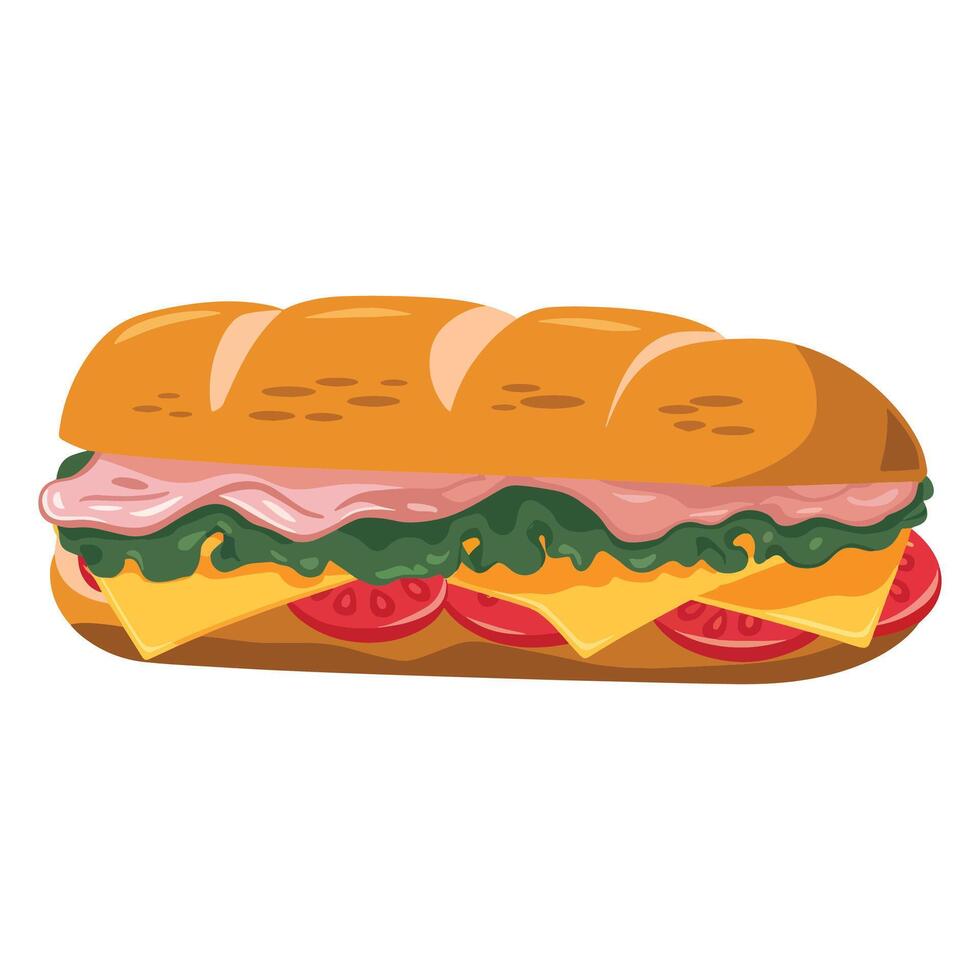 Long Ham Sandwich Design vector