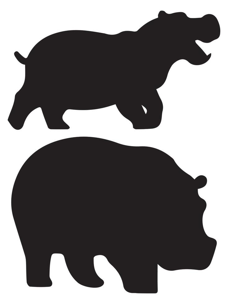 Hippopotamus Stencil Power and Elegance in Black Silhouette vector