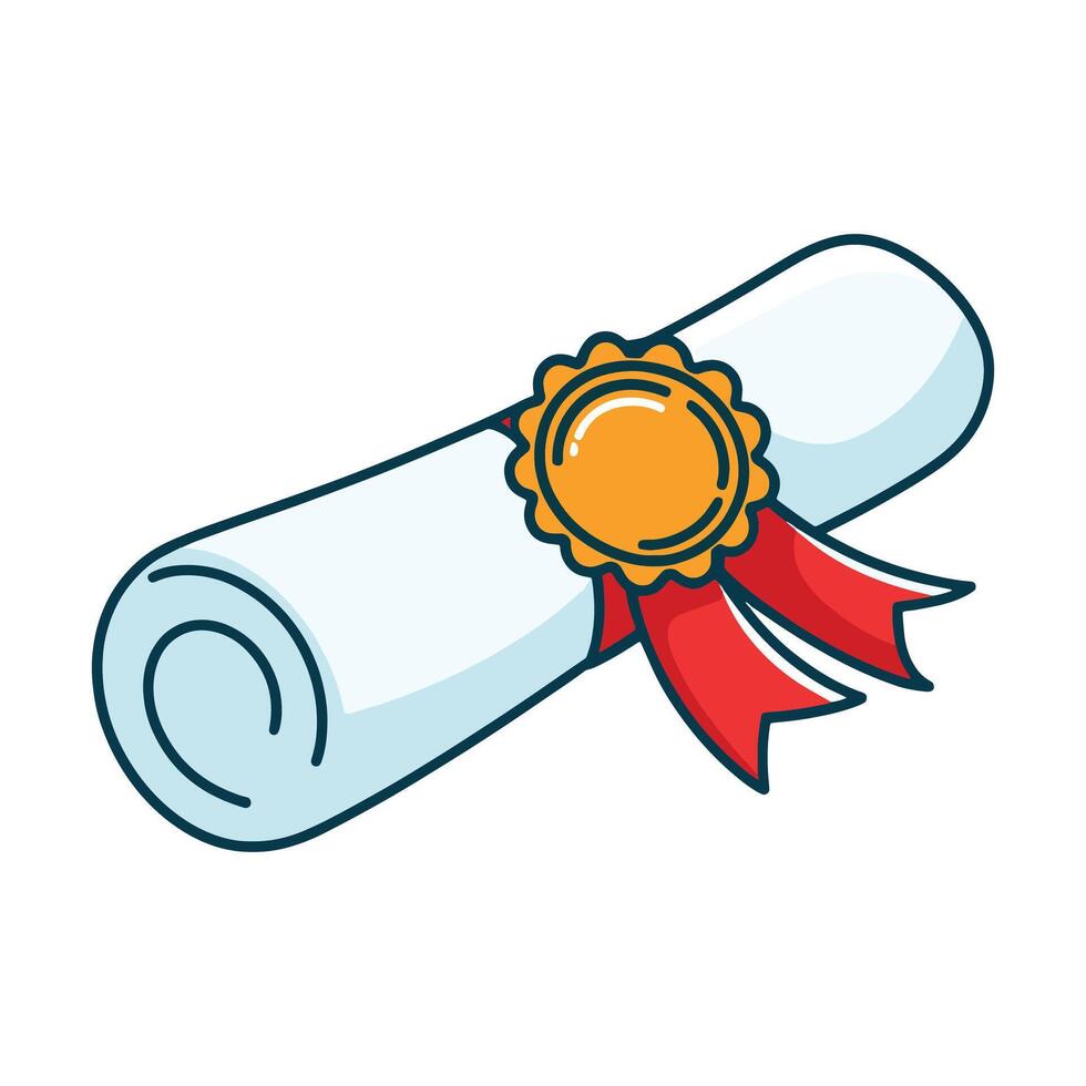 Diploma roll icon. Graduate letter with ribbon, symbolizing academic achievement. illustration isolated on a white background, ideal for graduation themes vector