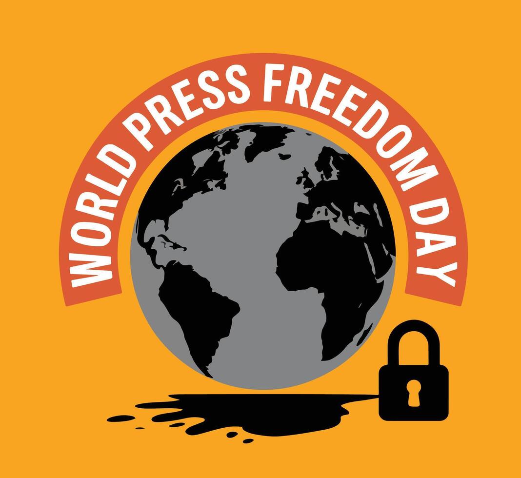 World Press Freedom Day greeting featuring a globe. Symbolizing global media freedom and the importance of free speech. Ideal for awareness campaigns and celebration posters vector