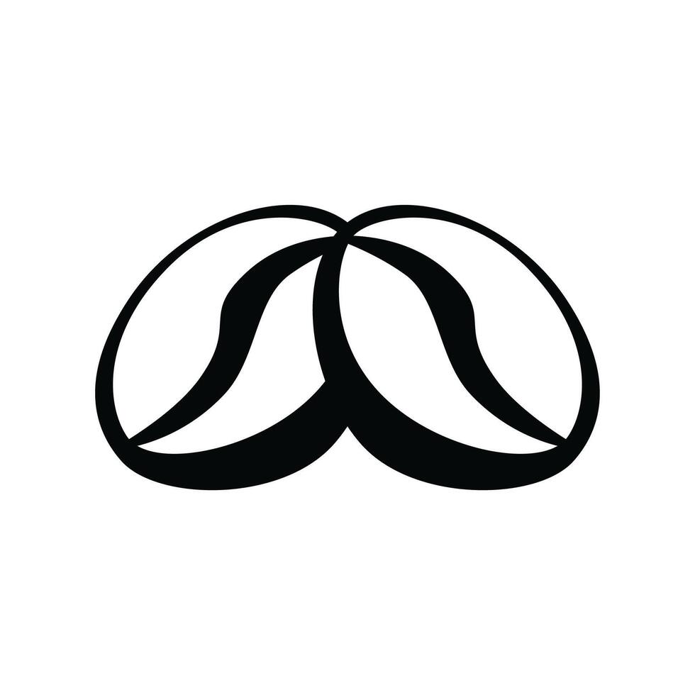 Two coffee beans are shown in a black and white logo vector