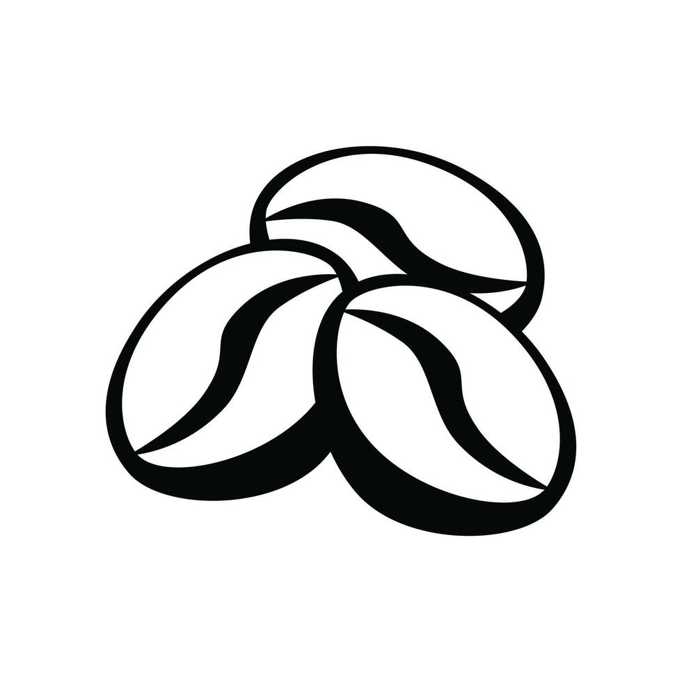 A black and white illustration of coffee beans vector