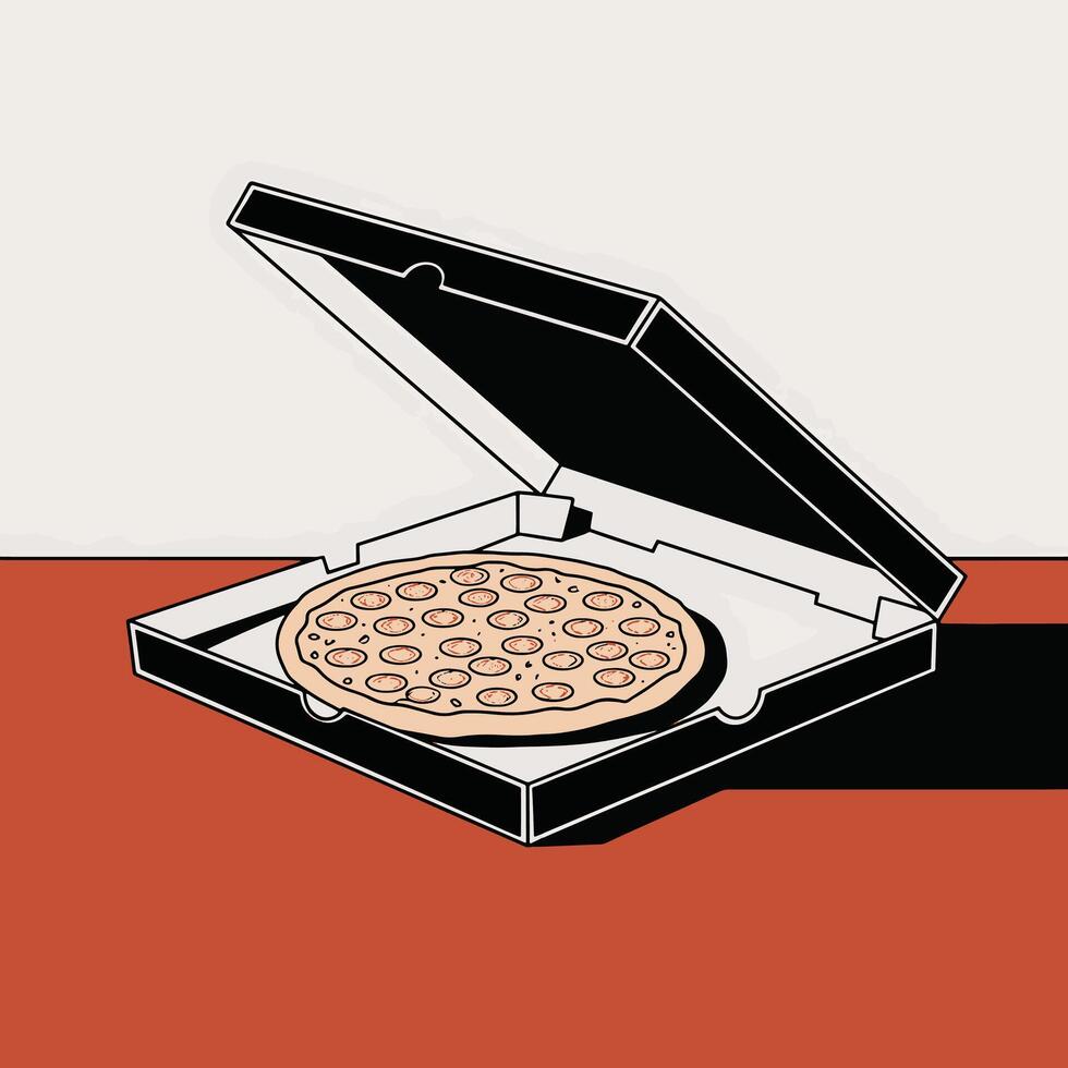 Pizza slice silhouettes art black and white with ham beef and chees vector