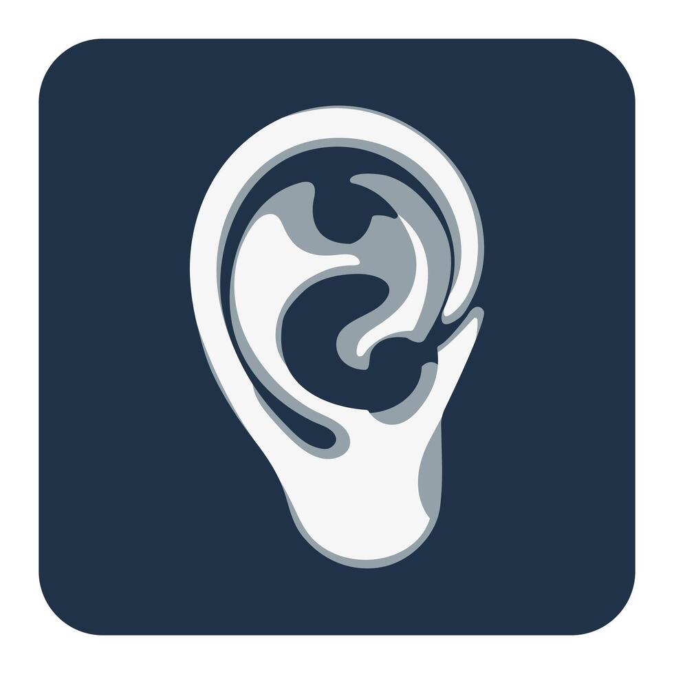 Ear Icon Simple and Stylish Design for World Hearing Day in Rounded Cornered Square vector