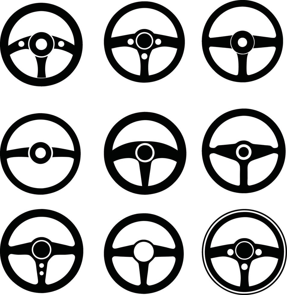 Collection of Different Car Steering Wheel Designs vector