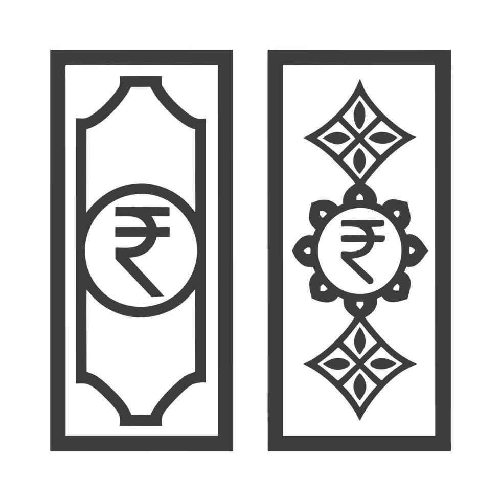 Indian Rupee Symbols on Decorative Panels vector