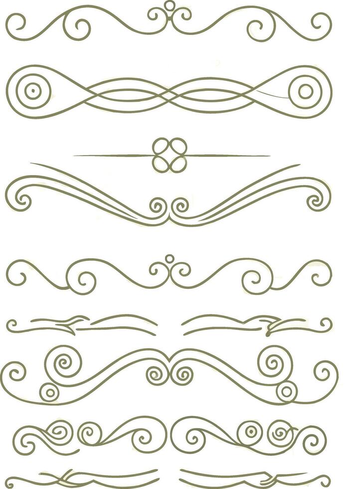 Elegant Decorative Swirl Dividers Ornamental Flourishes Vintage Borders Line Art vector