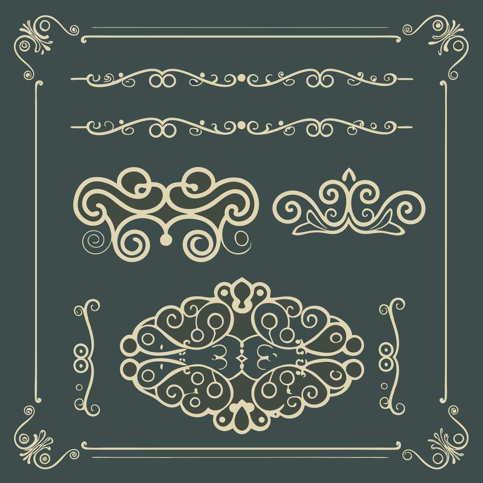 Elegant Ornamental Borders Flourishes Vintage Decorative Frames Swirl Design Art vector