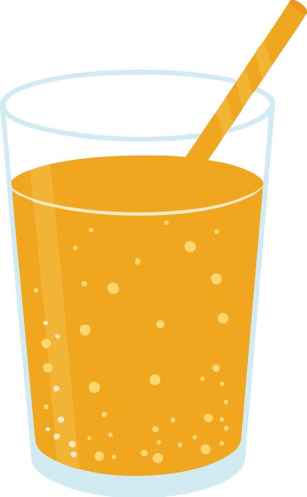 Refreshing Orange Juice in a Glass with Straw vector