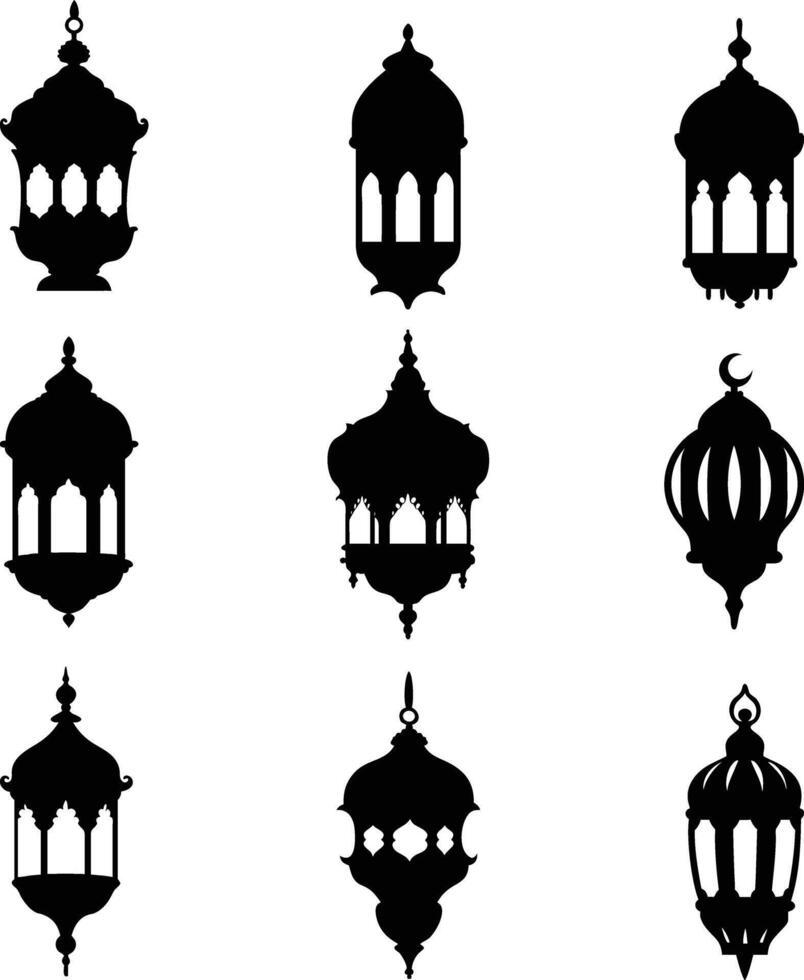 Islamic lanterns illustration, Ramadan and Eid vector